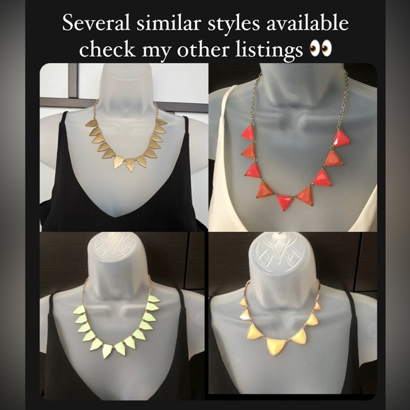 Jewelmint Pastel Points Triangle Fashion Multistrand Necklace Gold Pink Enamel - Picture 8 of 8